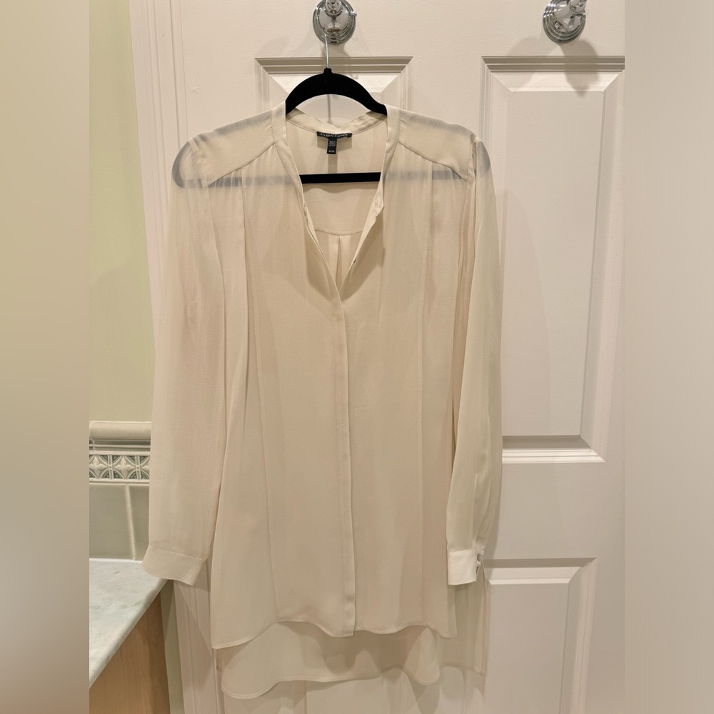 Vintage Eileen Fisher silk blouse off-white, size M